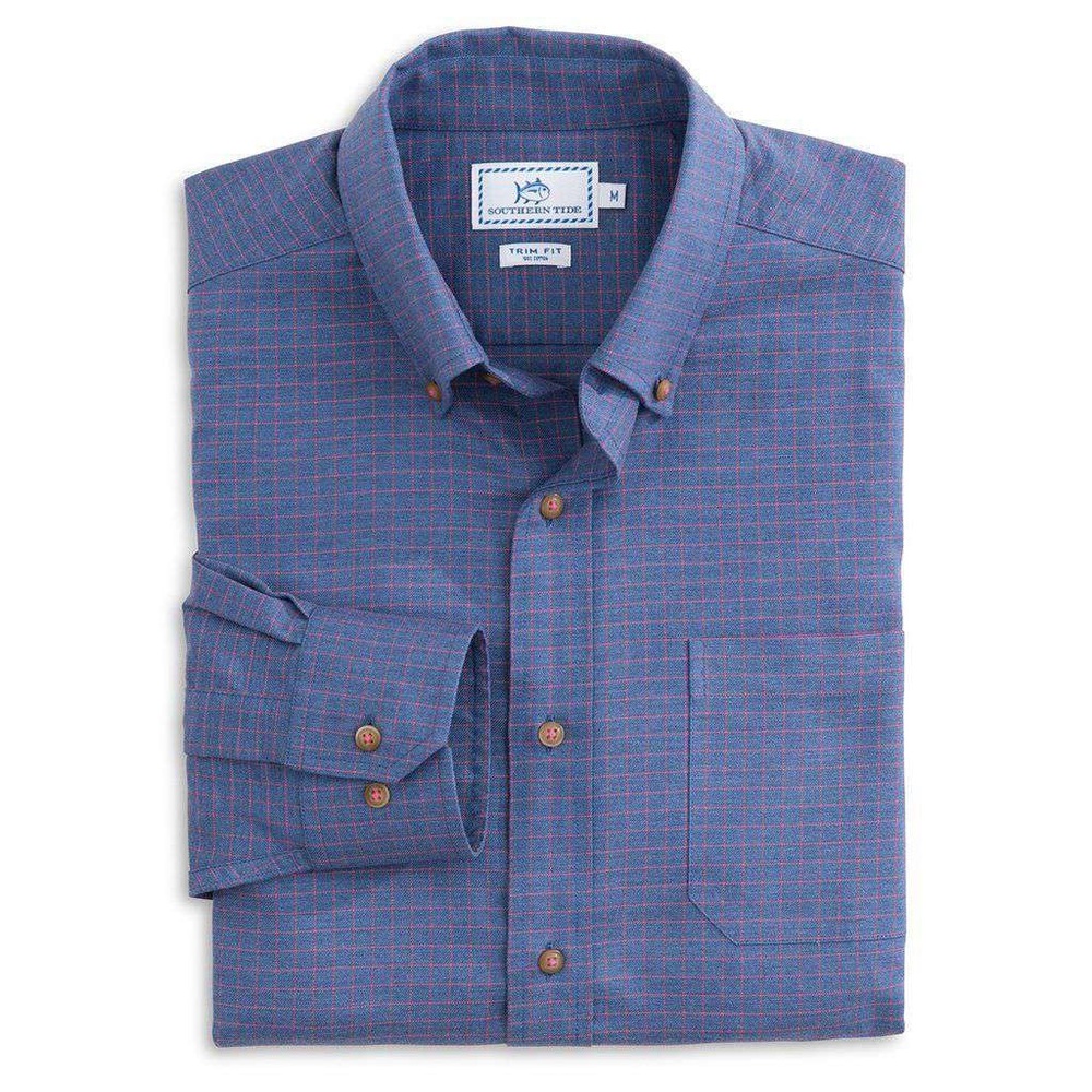 Southern Tide Alcott Pass Check Sport Shirt Yacht Blue/Pink Small Button Down